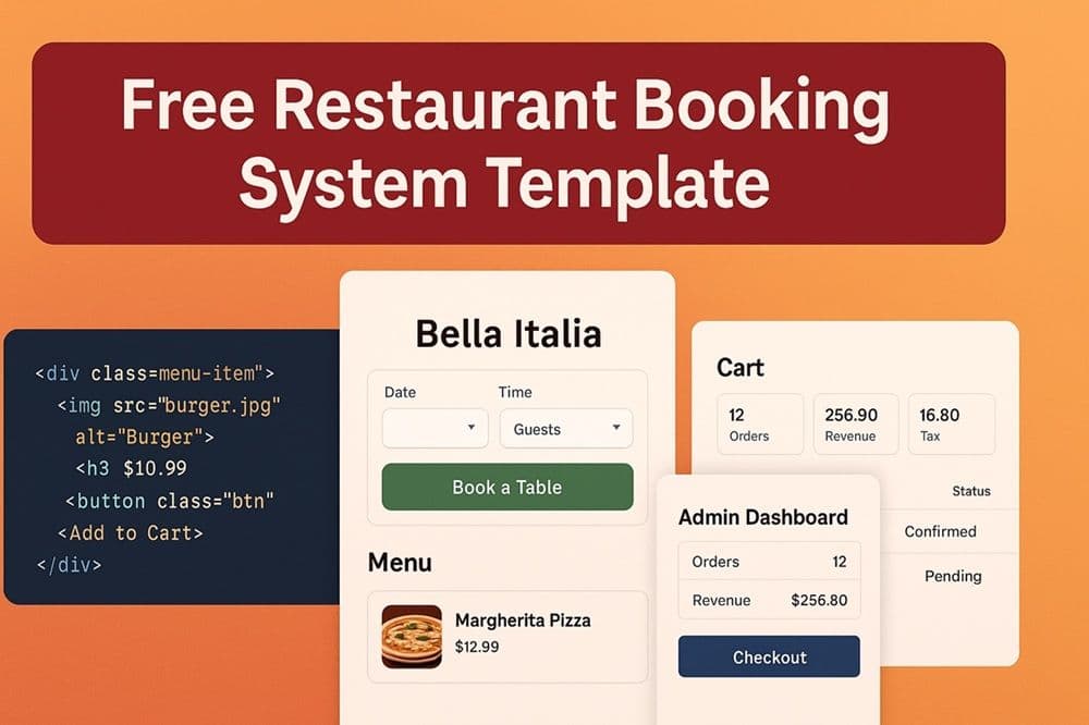 Free Restaurant Booking System Template (HTML, CSS & JavaScript)
